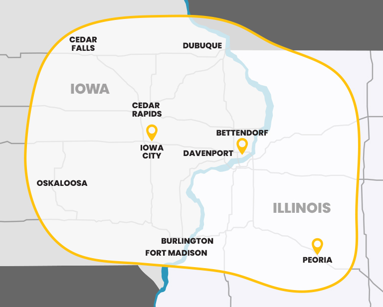 Whitetail Concrete Service Area Map
